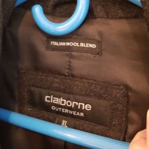 Gray grey Claiborne overcoat in Italian wool blend